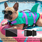 Fragralley Shark Dog Life Jacket, Easy to Put on Dog Life Vest for Swimming and Boating, Vibrant & Adjustable Dog Life Preservers for Small Medium Large Dogs, Suit to Swim, Fish, Beach, Surfing