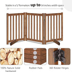 LZRS Freestanding Dog Gate 60" W x 30" H Solid Wooden Pet Gate for Doorways, Stairs & Hallways, Expandable & Foldable with Support Feet，Indoor Use,Oak