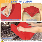 SMILOOL Silicone Pet Food Mat with Raised Edge for Food and Water Bowl, Dog Feeding Mats, Cat Food Trays for Floor Waterproof, Rubber Tray for Dogs and Cats, 22 x 14 x 0.8 Red