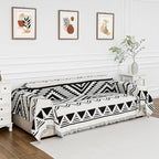 MYSKY HOME Sectional Couch Cover Black Boho Geometric Sofa Covers for Sectional Sofa L Shape Chenille Couch Protector for Dogs Pets Couch Throw Cover Washable Durable for Home Decor, 71" X118"