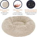 Donut Dog Bed - Premium Comfort for Anxiety Relief - Fluffy & Calming Design with Ultra-Plush Support | Cozy Round Dog Bed with Super Soft Circle Style (Beige, Large)