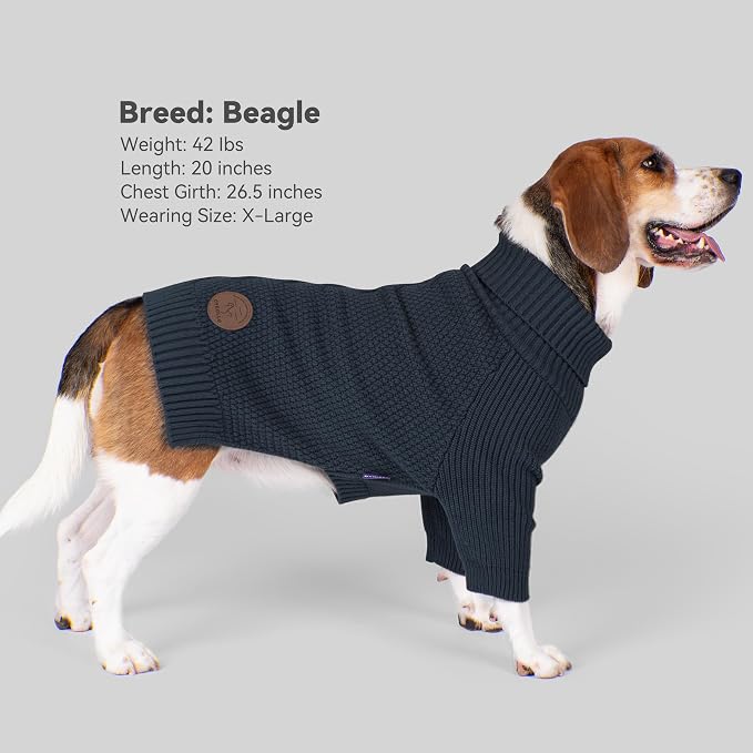 cyeollo Dog Sweater Long Sleeve Knitted Turtleneck Pullover Warm Clothes | Ultra Soft Warm Knit, Full Coverage, 4-Way Stretch for Easy Movement, Easy On & Off, Winter Daily Wear for Small Dogs