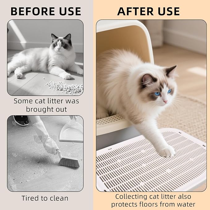 Cat Litter Mat Large 19.5"x15.4", Litter Trapping Mat for Litter Box, Anti-Slip Kitty Litter Catcher Pad, Waterproof Washable Easy Clean & Saves Litter (Gray)