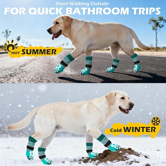 EXPAWLORER Dog Socks to Prevent Licking Paws with Grippers for Hardwood Floors Anti Slip,Glow-in-the-Dark Dog Summer Shoes Booties Boots & Paw Protectors for Small Medium Large Senior Dogs Green XL