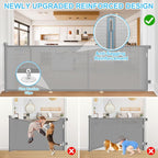 EZIGO 196 Inch Retractable Baby Gates, 41 Inch Extra Tall Retractable Gate | Reinforced Retractable Dog Gate with Rods, 16.3FT Extra Long Mesh Pet Gate for Stairs Hallways Doorway Indoor Outdoor, Gray