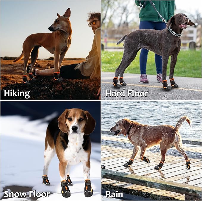 Dog Shoes for Hot Pavement Anti-Slip Dog Boots & Paw Protectors for Large Dogs Breathable Small Medium Large Dog Booties for Summer Hiking Outside Winter Snowy Day Dog Booties 4PCS