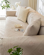 Cotton Quilted Dog Couch Cover for Sofa Farmhouse Rustic Embroidery Sectional Couch Cover Soft Anti-Slip Sofa Slipcover Furniture Protector for Kids, Pets (Khaki,28"x59")