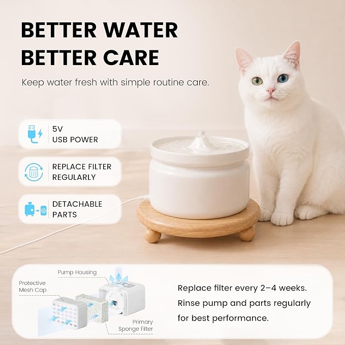 Replacement Pump with 3 Filters for 1L/37oz Cat Water Fountain