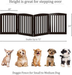 PAWLAND Wooden Freestanding Foldable Pet Gate for Dogs, 24 inch 4 Panels Step Over Fence, Dog Gate for The House, Doorway, Stairs, Extra Wide (Espresso, 24" Height-4 Panels)