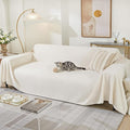 Couch Covers for 3 Cushion Couch Sofa Washable Cat Scratch Proof Sectional Couch Covers L Shape Sofa Cover Slipcovers Couch Furniture Protector for Pets Dogs Kids, 91" x 118", Creamy White