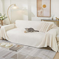Couch Cover for 2 Cushion Sofa Washable, Cat Scratch Proof Sofa Covers, Furniture Protector Love Seat L Shape Soft Sectional Couch Covers for Dogs Pets, 71" x 102", Creamy White
