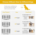 40 Inch 16 Panel Portable Metal Outdoor Dog Playpen, Black | 40-Inch 16-Panel Portable Dog Fence for RV Camping with Carry Handle and Hook-and-Loop Straps for Medium and Large Dogs.