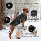 QBLEEV Warm Dog Jacket - Reflective, Adjustable Winter Coat with Turtleneck for Cold Weather, Waterproof Fleece Snowsuit for Small, Medium, Large Dogs