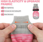 PUPTECK Anti Slip Dog Socks, Shoes with Grippers to Prevent Licking Hardwood Floors Traction, Rubber Boots & Paw Protectors for Small Medium Large Dogs Cold/Hot Pavement, Senior Dogs Booties Pink