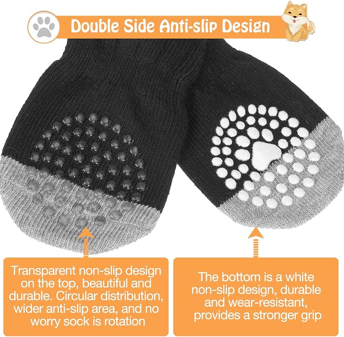 SCENEREAL Anti Slip Dog Sock to Prevent Licking Paws for Hardwood Floors, Boots & Paw Protector Shoes for Hot/Cold Pavement with Grippers, Double Sides Grips for Small Medium Large Senior Dogs