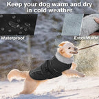 Lelepet Dog Coats for Large Dogs Waterproof Dog Jacket with Adjustable Fit | Reflective Pet Fleece Vest Windproof Cold Weather Coats with Adjustable Buckle & Leash Hole, Thermal Snow Jacket, Black, XL