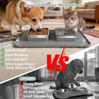 Dog Bowl Set, No Spill Dog Water and Food Bowl with Silicone Mat | Large Capacity 304 Stainless Steel Bowls, 2-In-1 Set, Slows Drinking, Anti-Slip Silicone Feeding Mat, Home/Travel, 6-7 Cups