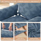 ZNSAYOTX Stretch Couch Covers for 3 Cushion Couch, 1-Piece Sofa Cover Slipcover Pet Friendly, Furniture Protector with Elastic Bottom for Dogs Geometrical Jacquard Fabric (Large, Dark Grey)