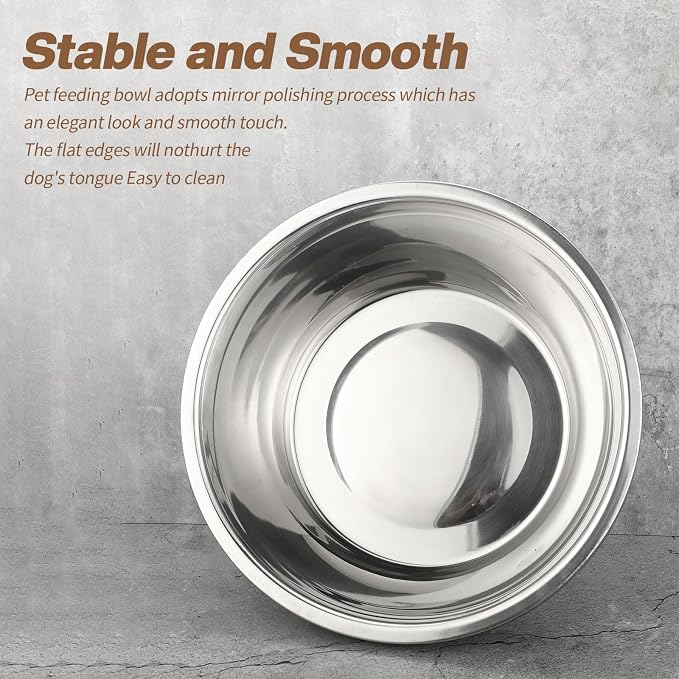 6 Pcs 8 Cup Metal Dog Bowls Stainless Steel Food Dish 64 Oz | Thickened,for Medium Large Dogs Cats,Dishwasher Safe ,Travel Kennel Feeding, Heavy Duty Stainless Steel Construction