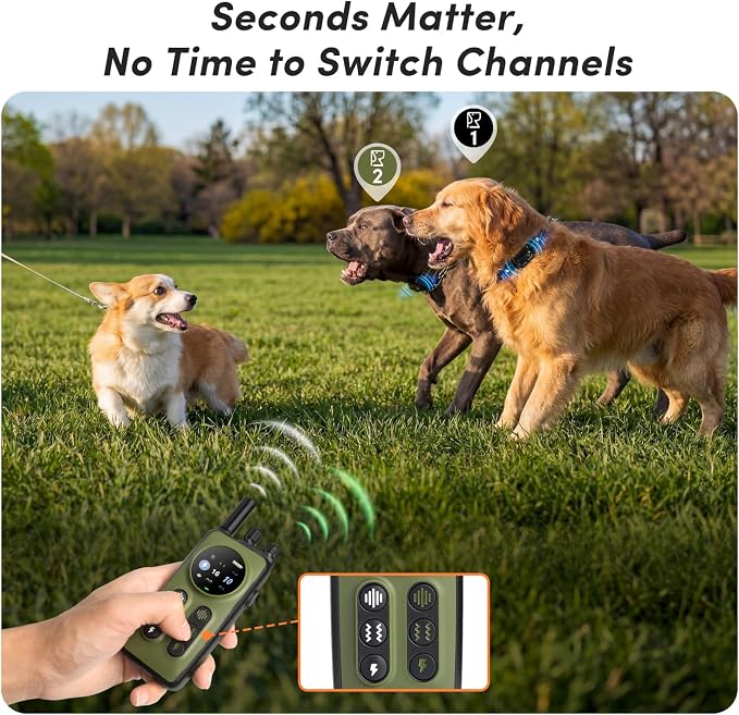 Next Gen Shock Collar for 2 Dogs, Real Time Dual-Dog Control, 4 Modes (Beep/Vibration/Safety Shock/Light), 4200FT Range, IPX8 Waterproof Dog Training Collar with Remote for Small Medium Large Dogs