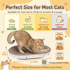 PatiencET Oval Cat Scratcher Bed for Indoor Cats with Catnip | Corrugated Cardboard Pad, Cat Scratching Board for Scratching, Stretching, Playing and Lounging, 17 x 12 Inch