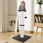 34-Inch Tall Cat Scratching Post for Large Cats, Stable Base, Black | Heavy-Duty Cat Scratcher, Extra-Tall Thick Post, Soft Natural Cotton Rope, Hanging Interactive Cat Toys, Indoor Cat Furniture