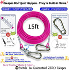 TOPKNOT Dog Tie Out Cable and Stake,(up to 200lbs) 360°Swivel Dog Run- No Tangle,with 15FT Heavy Duty Tie Out Cable for Dogs,Runner for Yard,Ideal for Outdoor Camping