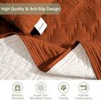 Boho Quilted Pet-Friendly Couch Covers with Pockets, Anti-Slip Aztec Couch Covers for 3 Cushion Couch, CouchCovers for Sofa Water-Repellent SofaCovers Washable (Large Sofa 68", Burnt Orange)