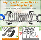 30FT Dog Tie Out Cable Lead with Shock Spring for Medium Large Dogs | Shock-Absorbing; 500LBS Tensile Strength; Strong Stainless Steel Core; 360° Swivel Locking Hook; Anti-Rust Vinyl Coating