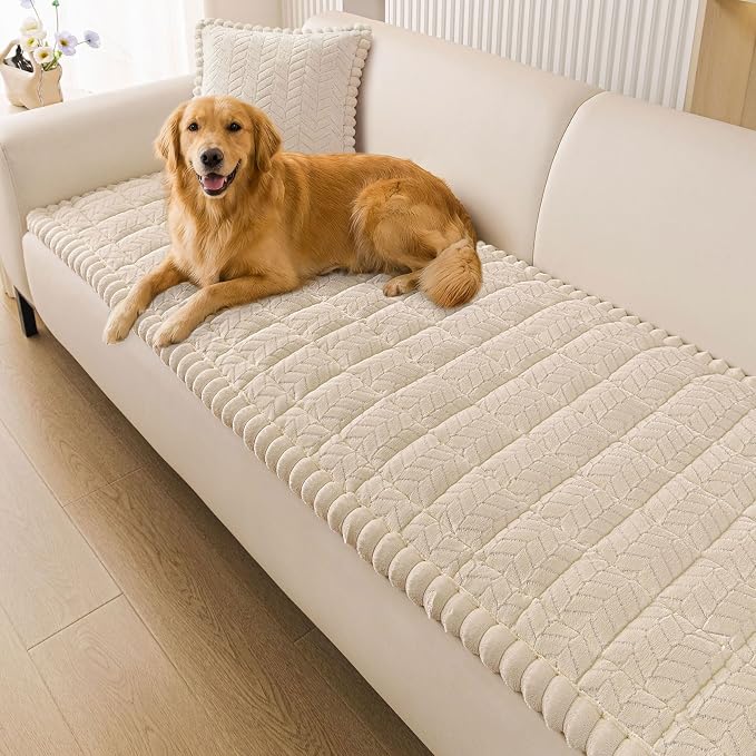 Smiry Couch Cover for Dogs, Non Slip Fuzzy Pet Sofa Covers Washable | Sofa Slipcovers for 2 Cushion Couch, Soft Thick Furniture Protector for Cats Dogs, Against Fur, Dirt, Scratch (27.6"x47")
