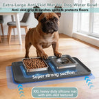 Dog Bowl Set, No Spill Dog Water and Food Bowl with Silicone Mat | Large Capacity 304 Stainless Steel Bowls, 2-In-1 Set, Slows Drinking, Anti-Slip Silicone Feeding Mat, Home/Travel, 6-7 Cups