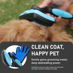 Maxpower Planet Pet Grooming Brush, Shedding Undercoat Rake, Dogs | Blue, Double-Sided Deshedding & Detangling, Rubber Non-Slip Handle, For Cats, Gloves Included
