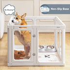 Jalove Dog Playpen, 24" Acrylic Plastic Pet Playpen with Door, Puppy Playpen, Indoor Dog Pen, Foldable, Customizable, White 2 PCS