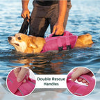 Kuoser Dog Life Jacket, High Flotation Reflective Dog Life Vest, Rose, XL | Adjustable Dog Lifejackets for Small Medium Large Dogs, Lifevest with Rescue Handle for Swimming, Boating, Lake, Beach & Pool