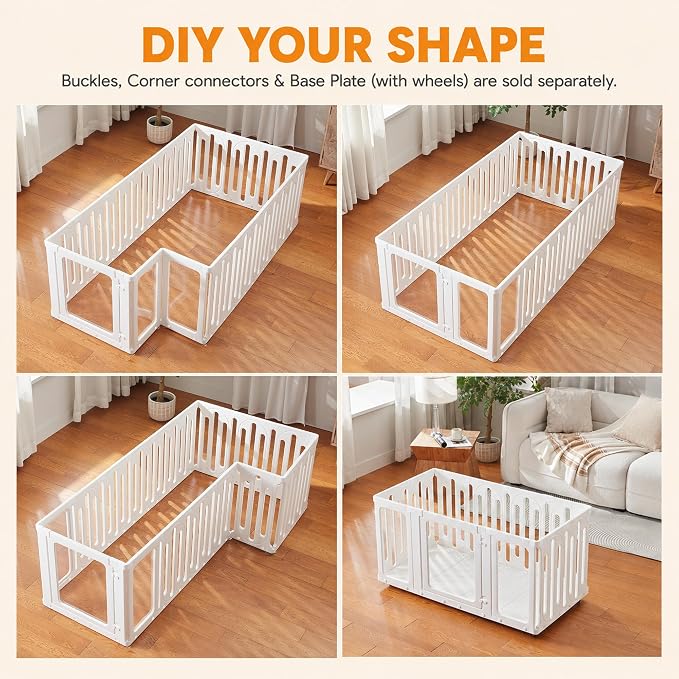 Acrylic Dog Playpen Indoor, Puppy Pens for Small Dogs & Puppies,19 Panels | Easy Assemble, DIY Flexible Shape Dog Pen with Plastic Fence, Pet Exercise Pin for Small Animals, 24''Tall