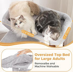 53”Cat Tree with Hammock & Extra Large Bed 23x12” for Large Cats | Adult Cat Tower with Enlarged Hammock, Spacious Condo, 23x12”Xlarge Top Bed, Scratching Posts &Wider Base for Big Cats