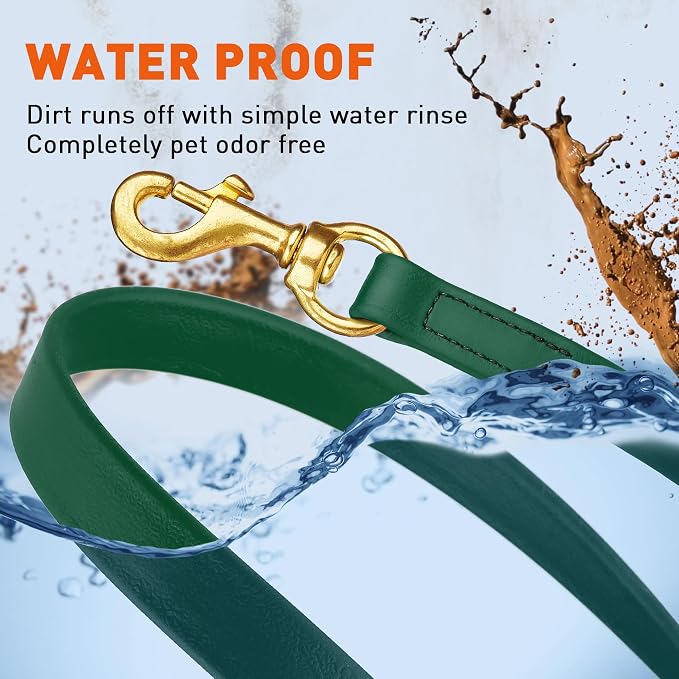 Viper Biothane K9 Working Dog Leash Waterproof Lead for Tracking Training Schutzhund Odor-Proof Long Line with Solid Brass Snap for Puppy Medium and Large Dogs, 20ft Hunter Green