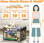 Dog Toy Bin Toy Basket Metal Storage Box with Handles Dog Organizer Chew-Proof Dog Toy Box Blankets Leashes Chest Puppy Dog Toy Storage Wood Metal Container Home Decor Pet Toys Dog Cat