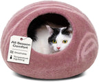 MEOWFIA Cat Cave – Premium Felt Cat Bed Enclosure for Indoor Cats, Handmade Merino Wool (Rose Gold, Large)