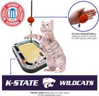 NCAA KANSAS STATE Wildcats 6-in-1 Scratcher and Wand - Basketball Court Cardboard Cat Scratcher with Catnip Plush Ball and Bell
