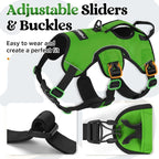 rabbitgoo Escape Proof Dog Harness for X-Large, No Pull with Lift Handle | No Escape, Full Soft Padded, Reflective Adjustable Vest, Leash Clip for Walking Hiking Training, Green, X-Large
