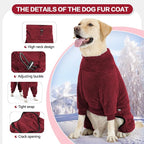 Dog Winter Coat, Warm Fleece Dog Jacket, Windproof Pullover Jumpsuit, Full Body Pajamas Onesie, Cold Weather Clothes for Medium Large Dog(3Xlarge,Red)