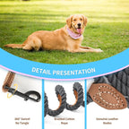 Mile High Life Dog Leash Braided Cotton Rope with Leather-Reinforced Ends | Rust-proof 360° swivel clasp, Heavy-duty for medium/large dogs. Great for weddings, daily walks (18IN, 1/2", Dark Gray)