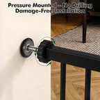 31-46“ Metal Pet Gate with Cat Door, Auto Close, Black | Pressure Mounted,Two-way swing door,Pressure mounted no drill setup,adjustable 31-46in width for indoor doorways & stairs