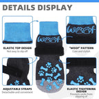 KOOLTAIL Dog Socks Shoes for Hot Pavement to Prevent Licking Paws, Winter Dog Boots&Paw Protector for Hardwood Floors Anti Slip,Traction Control Grip Booties for Small Medium Large Senior Dogs, Blue L