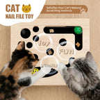 Cat Scratch Puzzle Enrichment Box, Wood Interactive Cat Toy with Sandpaper | Indoor Cat Nail File Box, Claw Craft Cat Nail Trimmer Box for Kitten, Cat Puzzle Toy, Nail Clipper(No Bell Ball)
