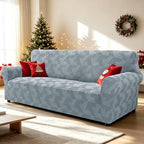 ZNSAYOTX Stretch Couch Covers for 3 Cushion Couch, 1-Piece Sofa Cover Slipcover Pet Friendly, Furniture Protector with Elastic Bottom for Dogs Geometrical Jacquard Fabric (Large, Light Grey)