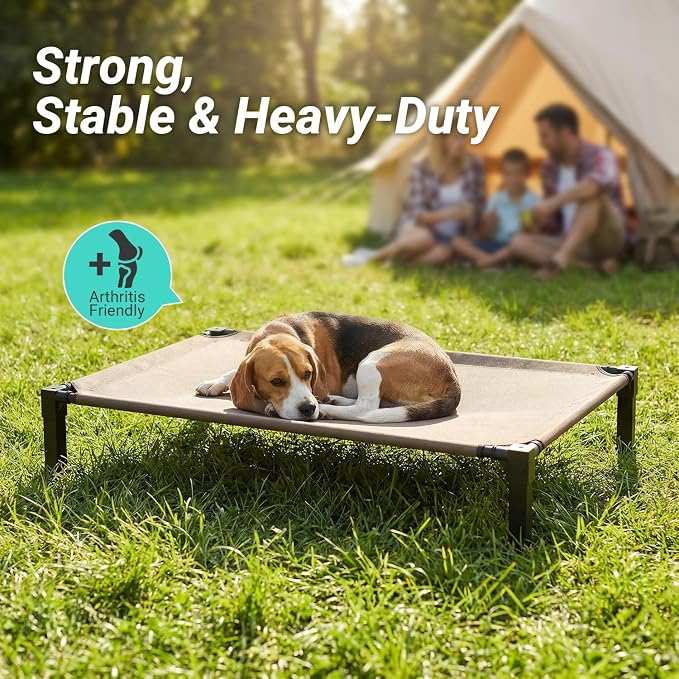 Niubya Elevated Outdoor Dog Bed, Cooling Elevated Pet Cot, Steel-Framed and Non-Slip Feet, Raised Dog Bed with Waterproof, Washable, Breathable Teslin Mesh, 60in