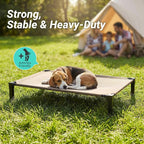 Niubya Elevated Outdoor Dog Bed, Cooling Elevated Pet Cot, Steel-Framed and Non-Slip Feet, Raised Dog Bed with Waterproof, Washable, Breathable Teslin Mesh, 60in