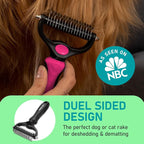 Maxpower Planet Hair Brush - Double Sided Shedding, Dematting Undercoat Rake for Dogs, Cats - Extra Wide Dog Grooming Brush, Pink | Pink, Deshedding & Dematting, Extra-Wide Double-Sided Comb, Long-Haired Coats, Reduces Shedding, Original Design